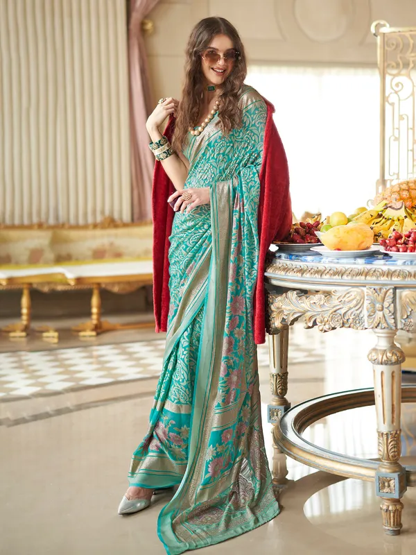 Rama green printed in georgette