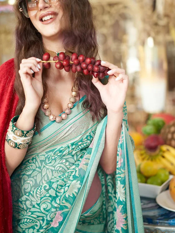 Rama green printed in georgette