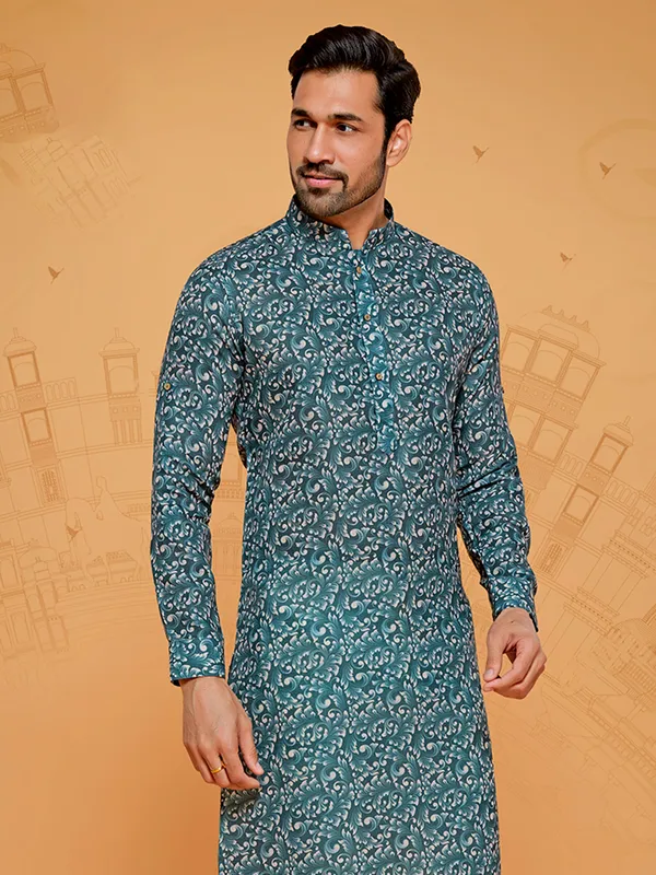 Rama green printed kurta suit for men for men