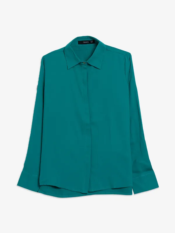 Rama green rayon cotton plain shirt
