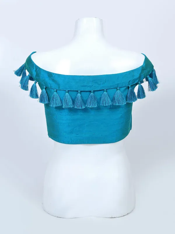 Rama green readymade raw silk blouse