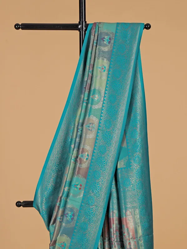 Rama green silk festive wear saree