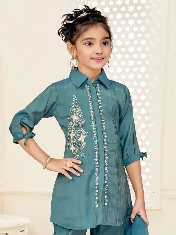 Rama green silk pakistani salwar suit