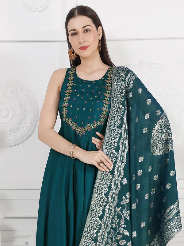 Rama green silk palazzo kurti set for featival