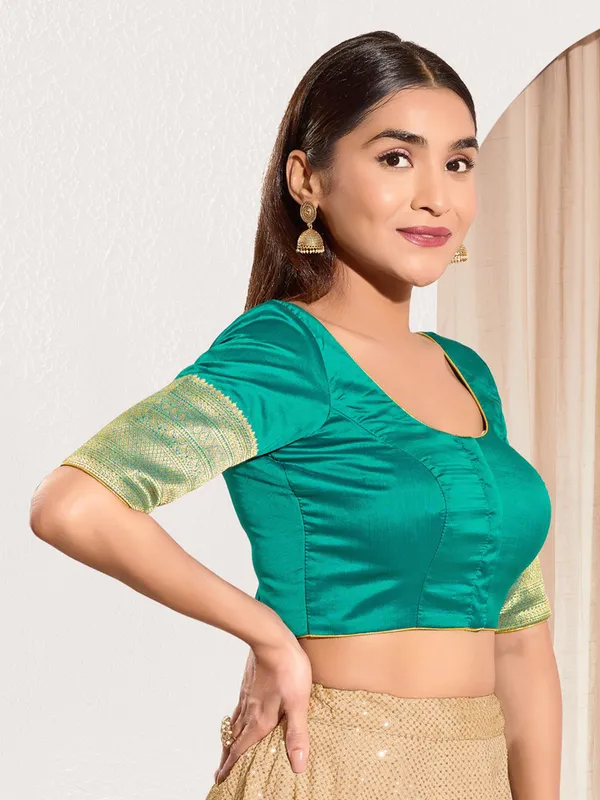 Rama green silk ready made blouse