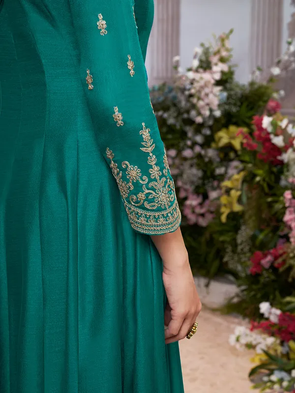 Rama green silk salwar suit for festival