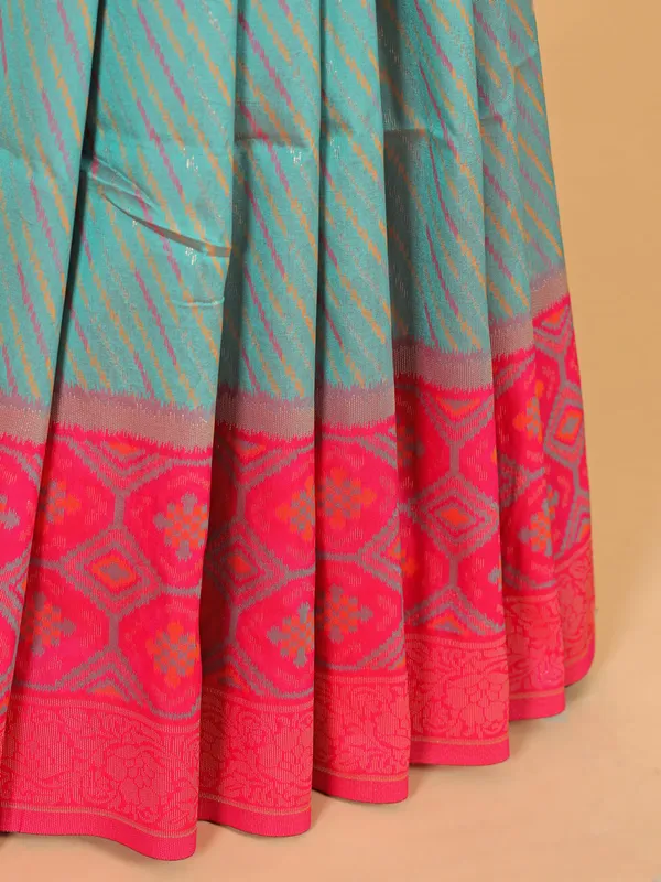 Rama green silk saree with magenta border