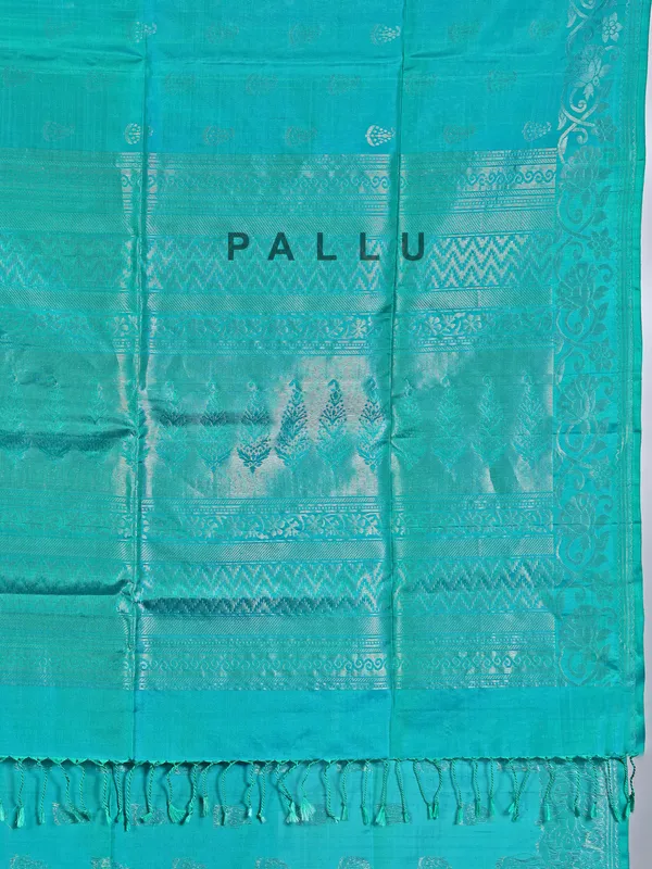 Rama green silk saree with traditional zari work