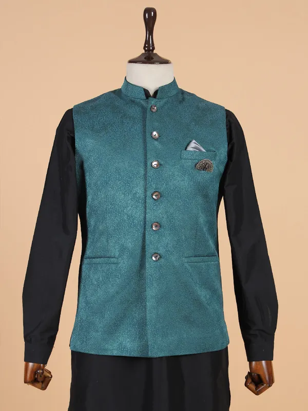 Rama green silk waistcoat set for man