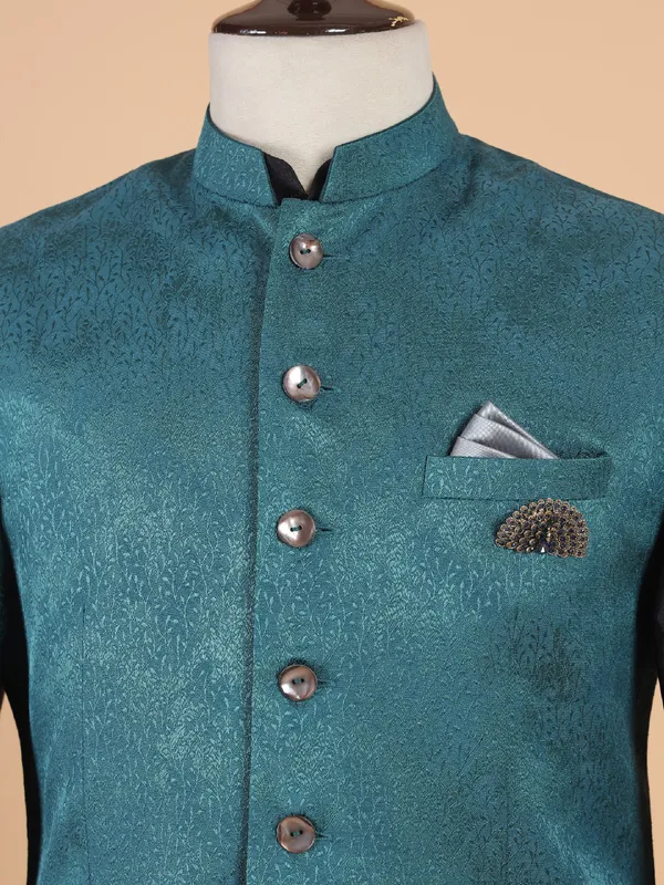 Rama green silk waistcoat set for man