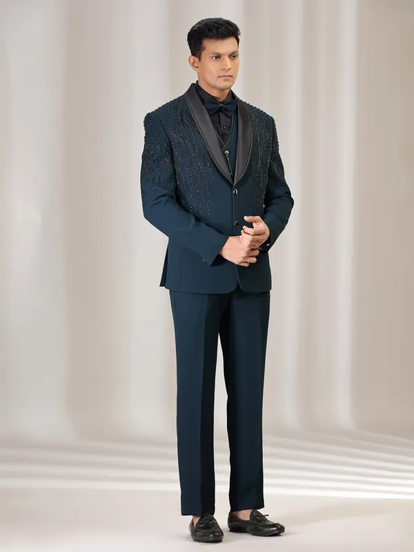 Rama green terry rayon coat suit with reception wear