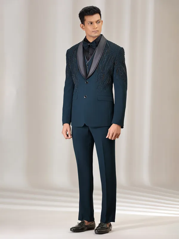 Rama green terry rayon coat suit with reception wear