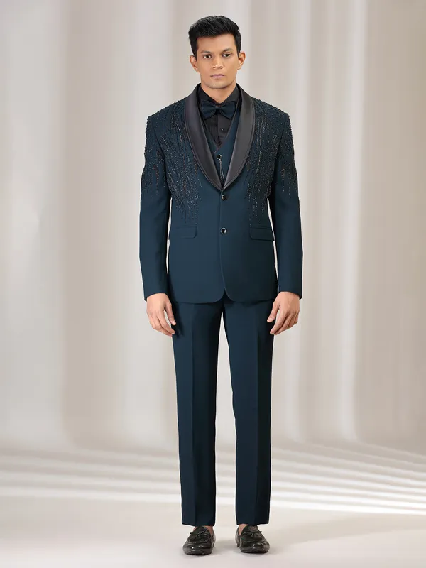 Rama green terry rayon coat suit with reception wear