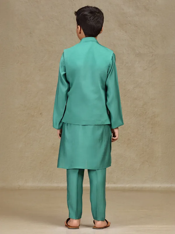 Rama green waistcoat set in silk