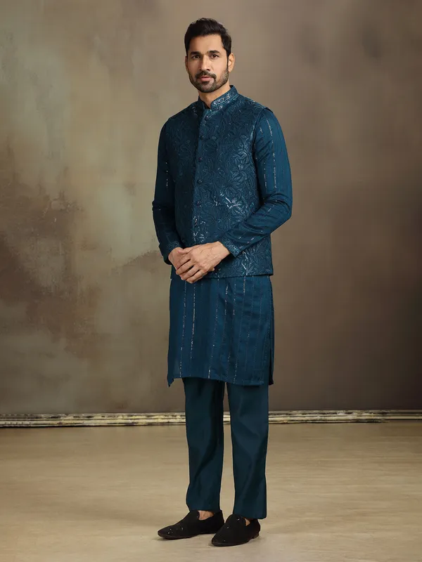 Rama silk thread work waistcoat set