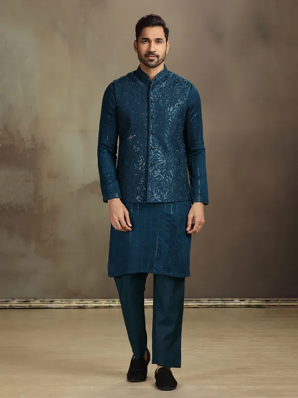 Rama silk thread work waistcoat set