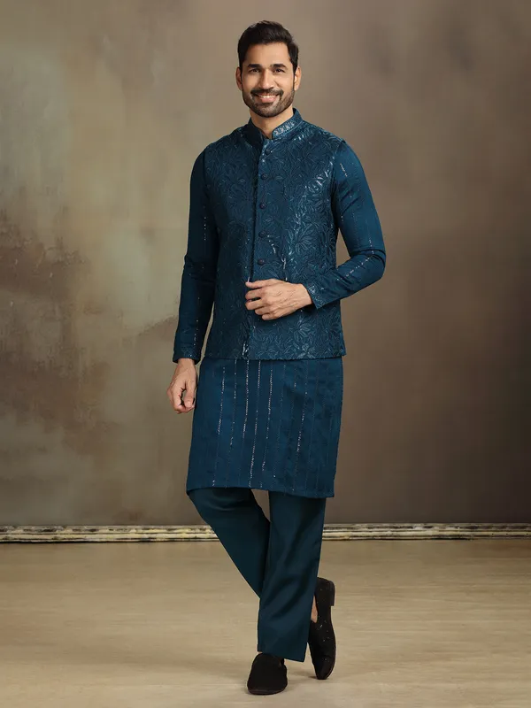 Rama silk thread work waistcoat set