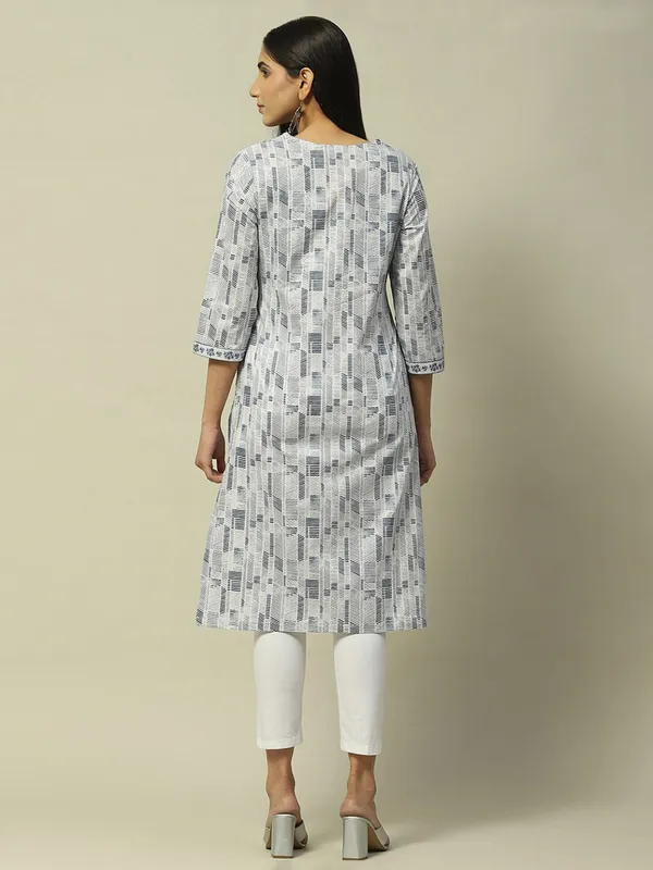 RANGRITI blue printed straight kurti
