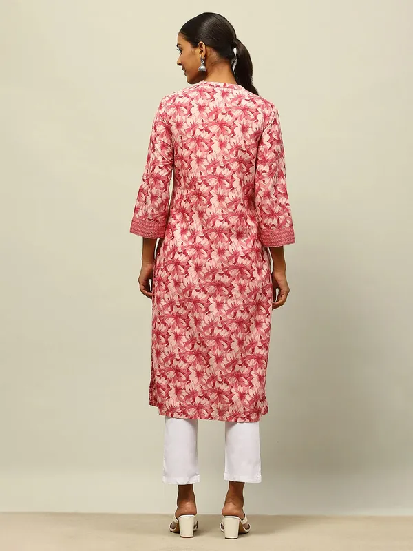 RANGRITI coral pink straight kurti