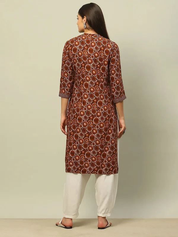 RANGRITI cotton brown printed kurti