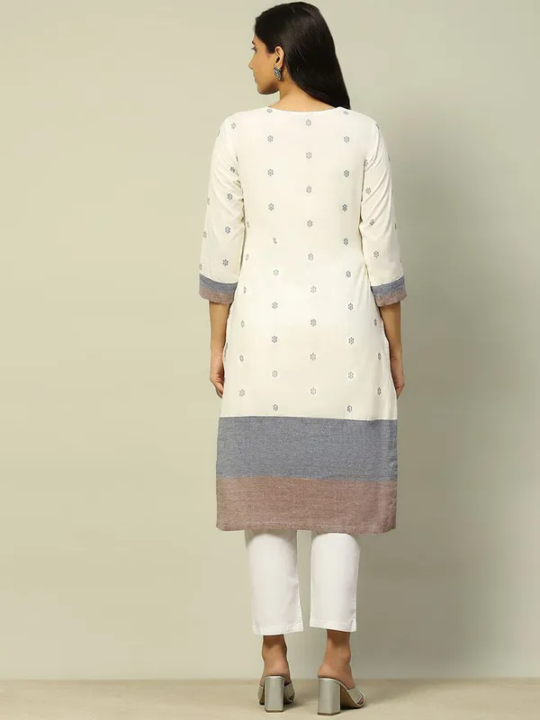 RANGRITI cotton white straight kurti