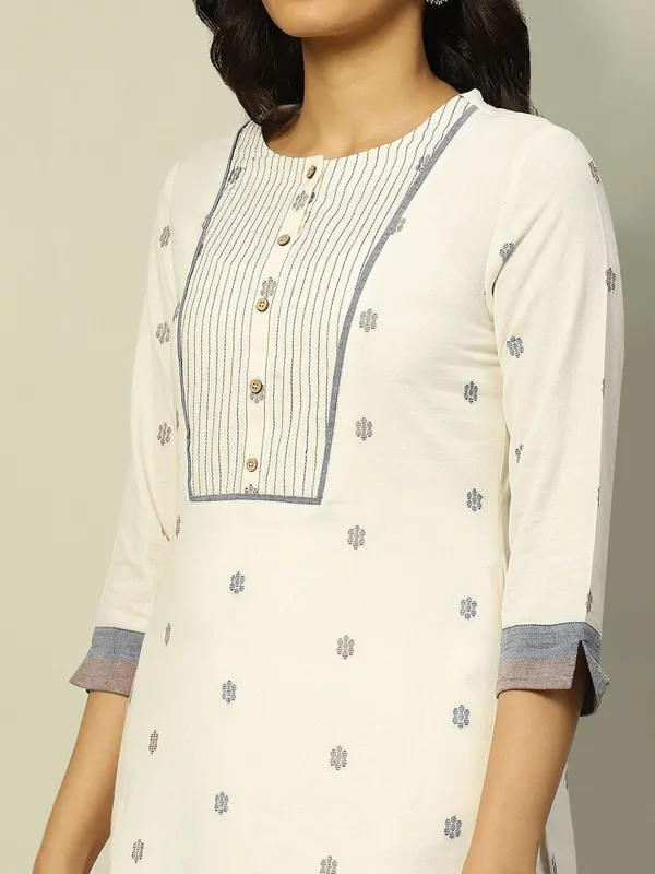 RANGRITI cotton white straight kurti