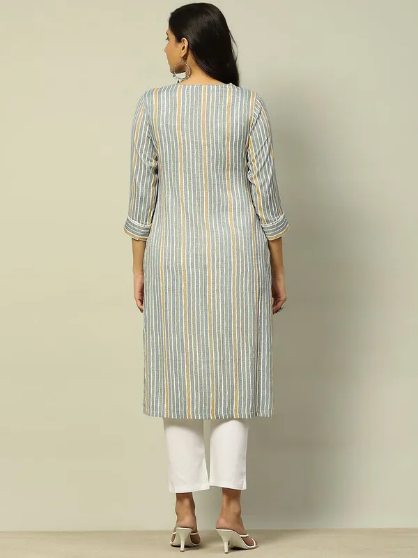RANGRITI grey stripe cotton kurti