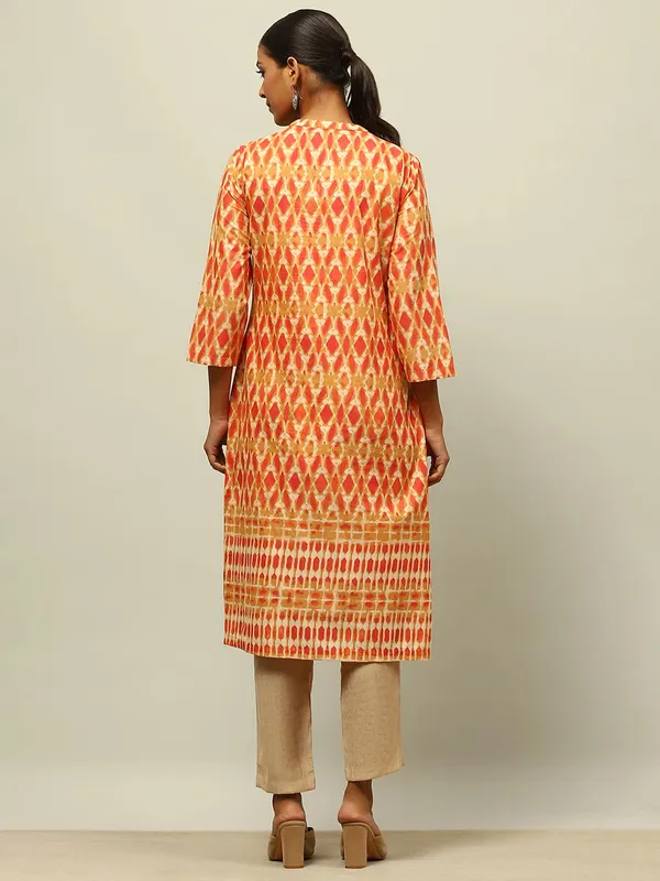 RANGRITI mustard yellow printed kurti