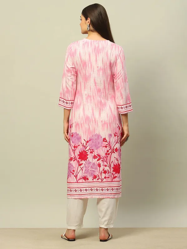 RANGRITI printed pink cotton kurti