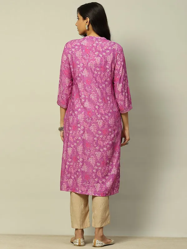 RANGRITI purple straight cotton kurti