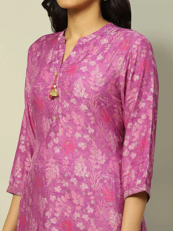 RANGRITI purple straight cotton kurti