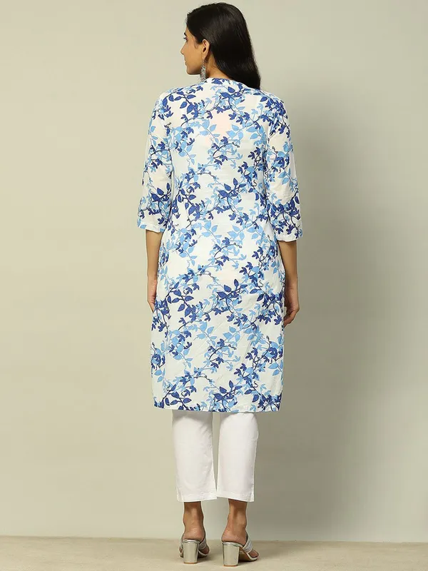 RANGRITI white cotton printed kurti