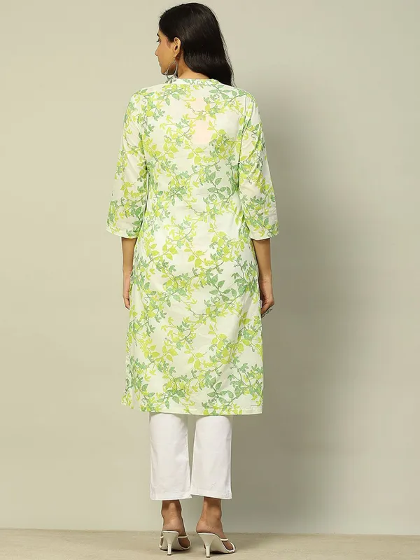 RANGRITI white printed straight kurti