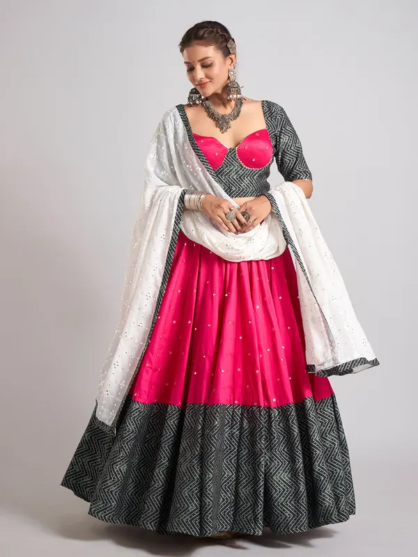 Rani and black silk navratri chaniya choli