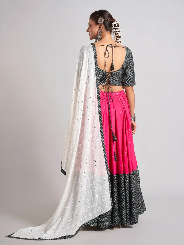 Rani and black silk navratri chaniya choli