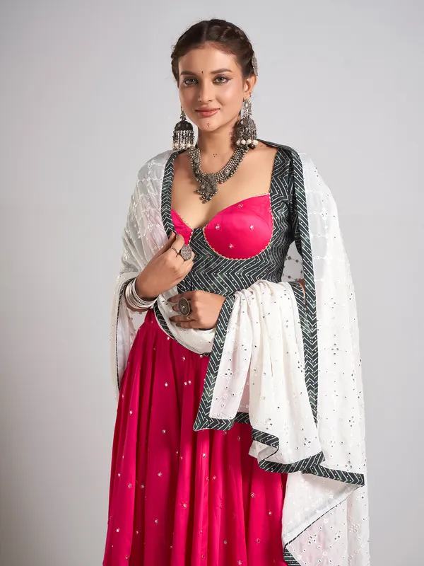 Rani and black silk navratri chaniya choli