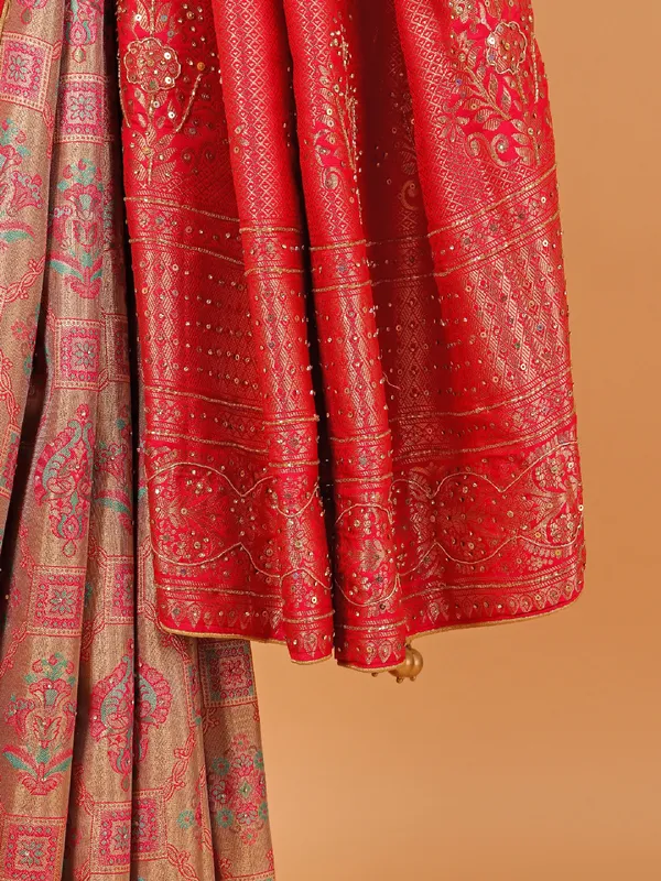 Rani color art kanjivaram silk saree