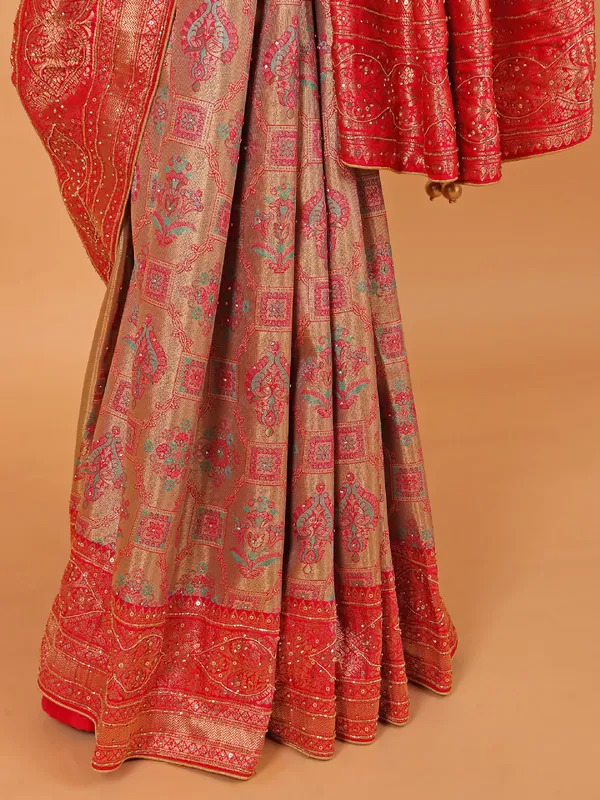 Rani color art kanjivaram silk saree