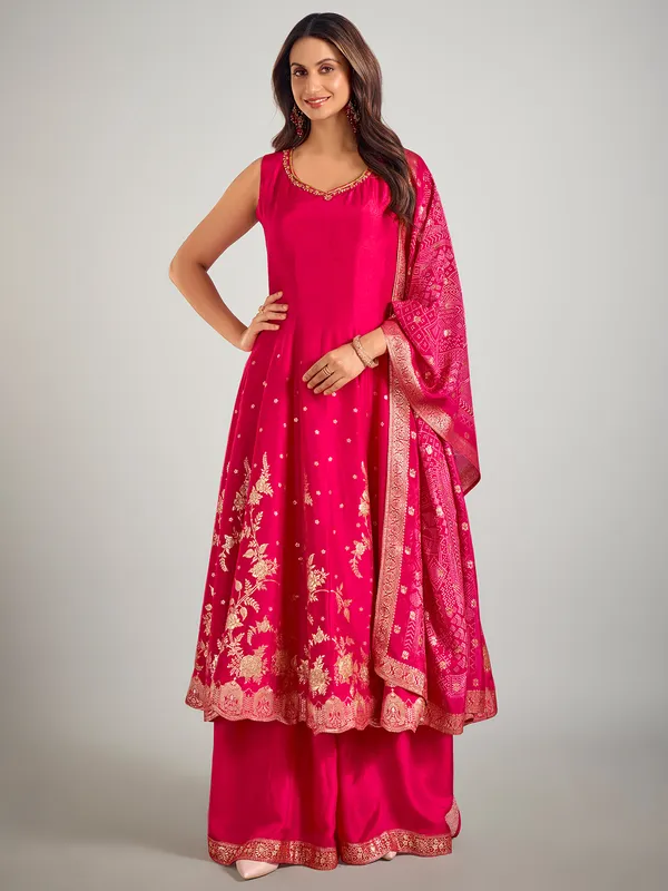 Rani color cotton silk wedding wear palazzo suit