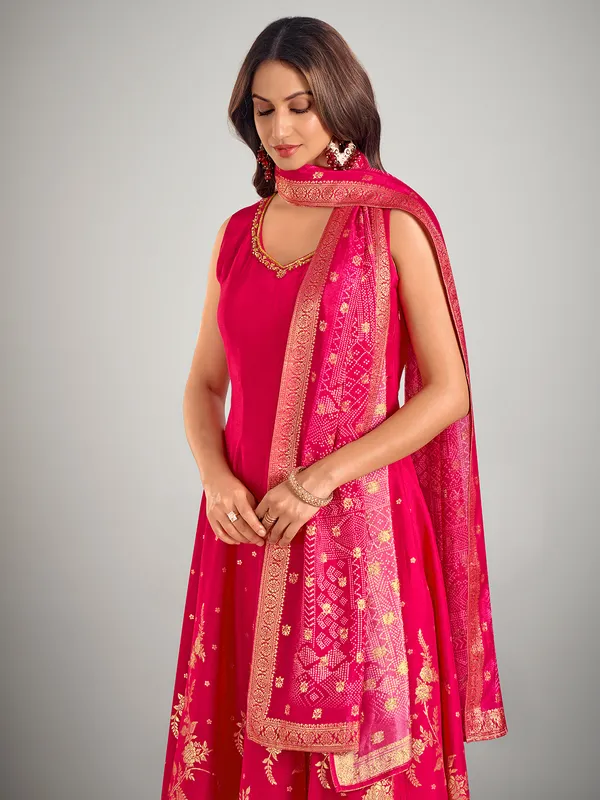 Rani color cotton silk wedding wear palazzo suit
