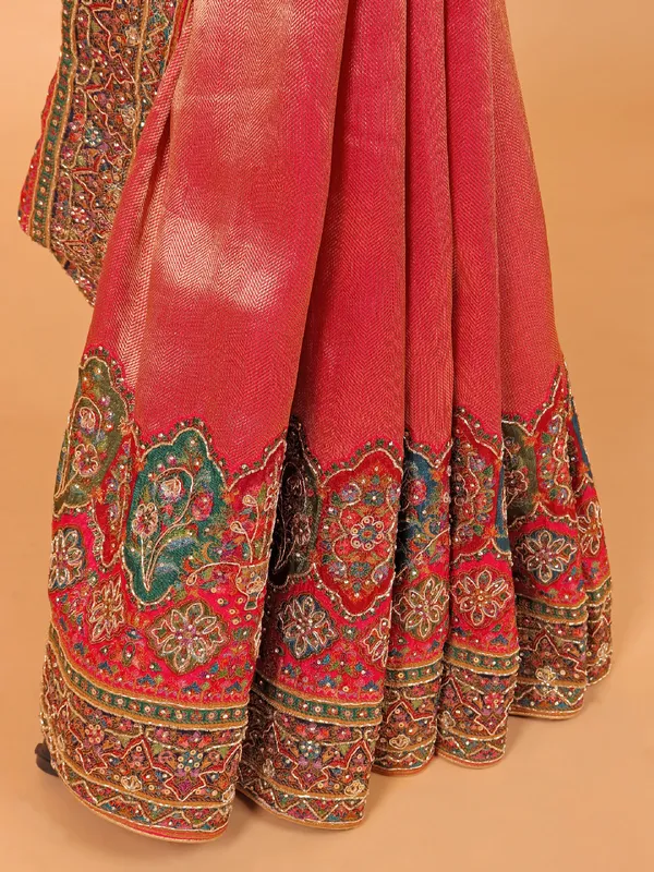Rani color dola silk saree for wedding wear