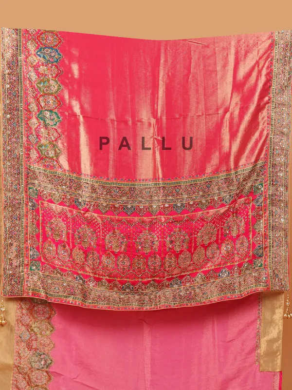 Rani color dola silk saree for wedding wear