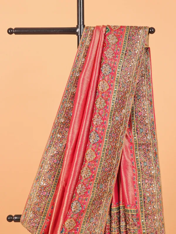 Rani color dola silk saree for wedding wear