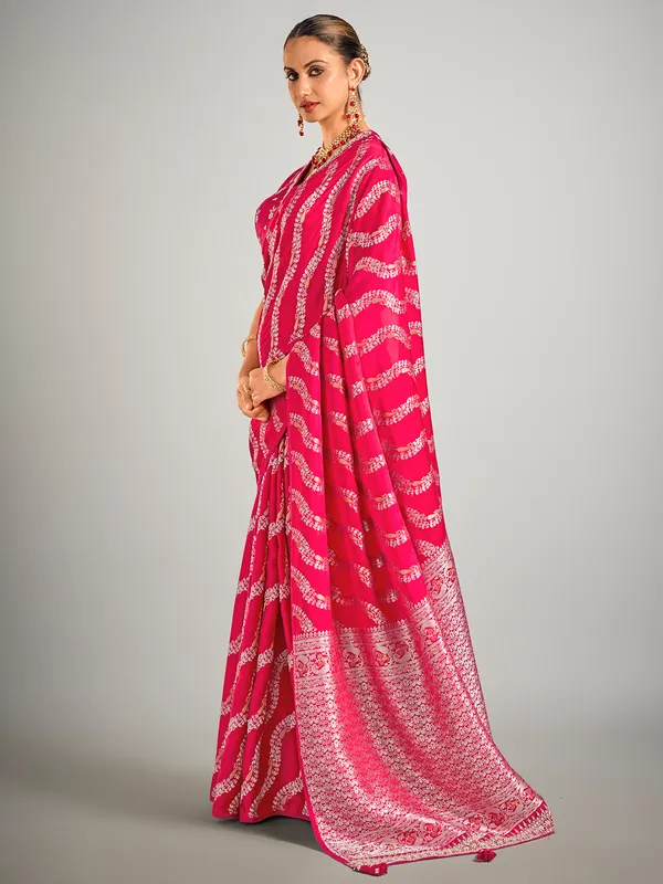 Rani color dola silk saree in zari weaving