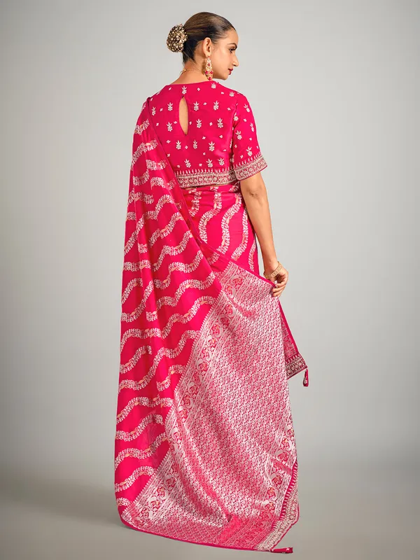 Rani color dola silk saree in zari weaving