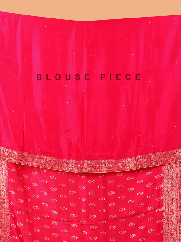 Rani color dola silk saree with unstitched blouse