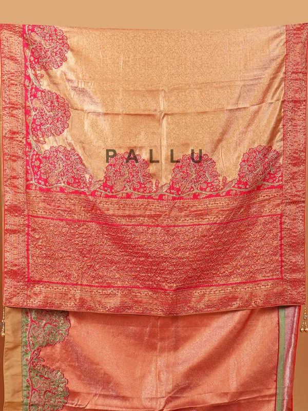Rani color dola silk wedding wear saree