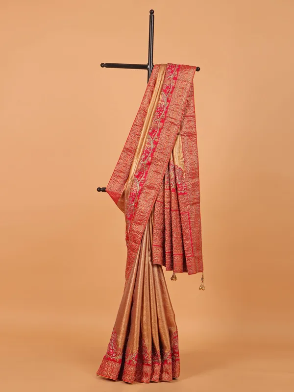 Rani color dola silk wedding wear saree
