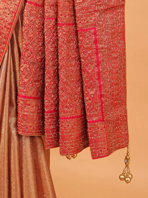 Rani color dola silk wedding wear saree