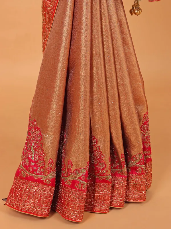 Rani color dola silk wedding wear saree